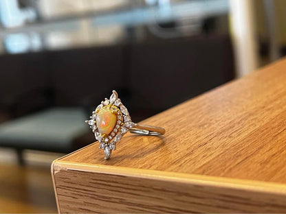 925 silver natural Opal ring brand new princess design gift for her adjustable