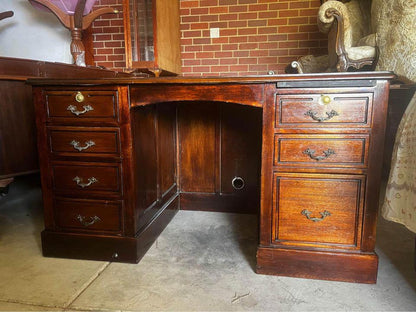 Antique 80 years+ walnut solid timber desk excellent condition pure brass acce