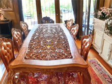 Load image into Gallery viewer, Large antique timber dining table 245x115x76cm beautiful hand carved flowers
