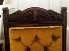 Load image into Gallery viewer, 100 years antique tiger wood dining table with brass inlays 4 antique chairs

