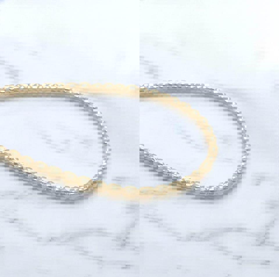 4mm 18k Oval Freshwater Pearl nucleus-free freshwater pearl Necklace with certificate (4.79g)