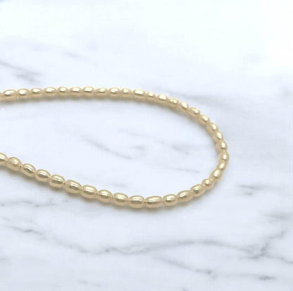 4mm 18k Oval Freshwater Pearl nucleus-free freshwater pearl Necklace with certificate (4.79g)