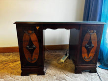Load image into Gallery viewer, Antique desk mahogany solid timber brass holder vintage desk
