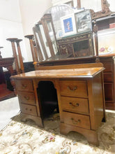 Load image into Gallery viewer, Antique solid timber walnut dresser dressing table large mirror excellent
