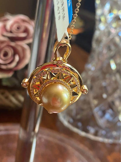 South Sea natural golden pearl swing earl pendant gold plated silver pendent