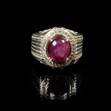 Load image into Gallery viewer, 15ct Natural ruby ring, Sterling silver ring, antique, handmade, zircon, Gift, for men and women, natural star ruby
