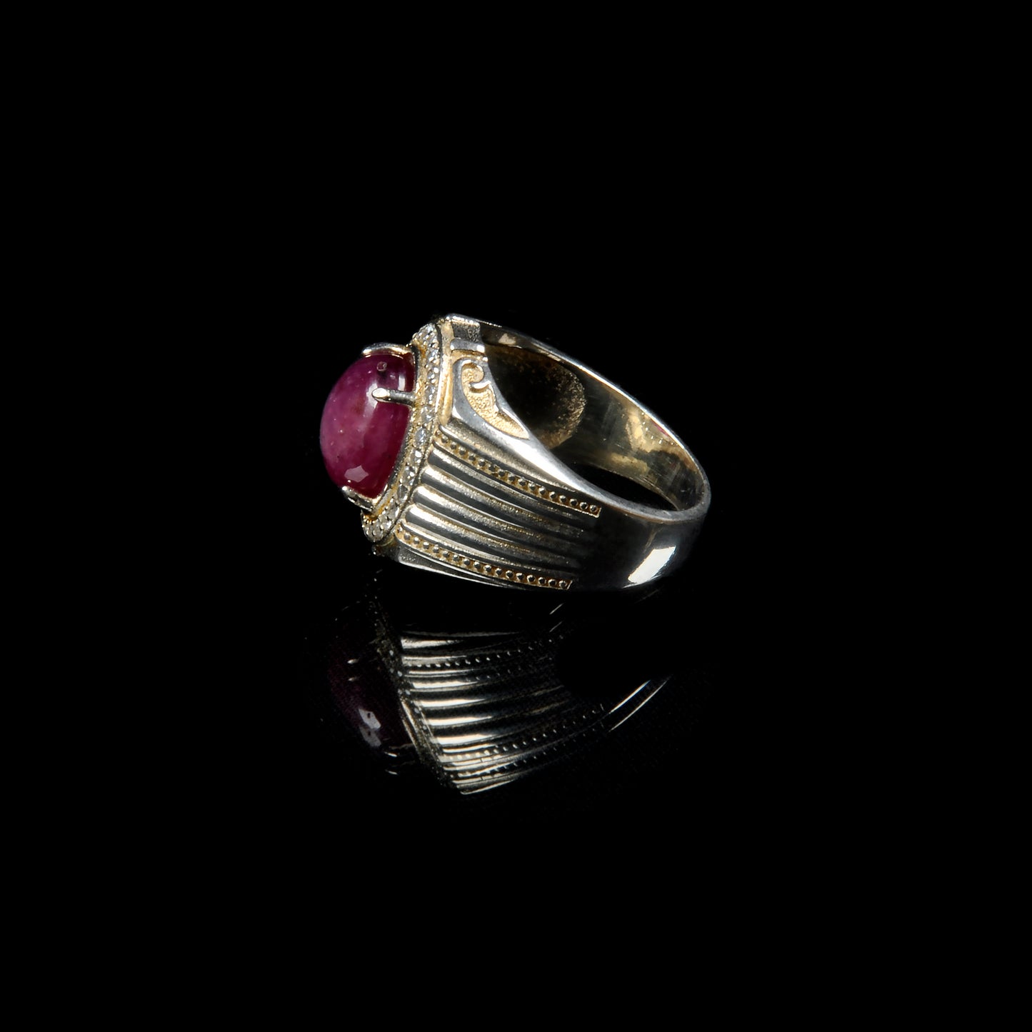 15ct Natural ruby ring, Sterling silver ring, antique, handmade, zircon, Gift, for men and women, natural star ruby