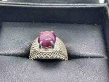 Load image into Gallery viewer, 15ct Natural ruby ring, Sterling silver ring, antique, handmade, zircon, Gift, for men and women, natural star ruby
