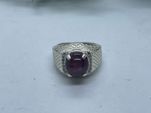 Load image into Gallery viewer, 15ct Natural ruby ring, Sterling silver ring, antique, handmade, zircon, Gift, for men and women, natural star ruby
