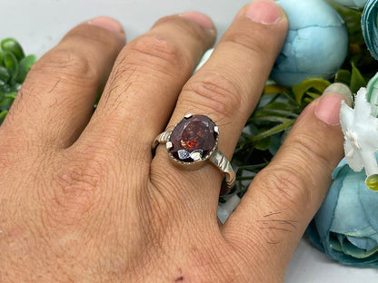 10 ct Natural yellow garnet ring, Sterling silver, antique, handmade,  Sterling silver, ring, Gift