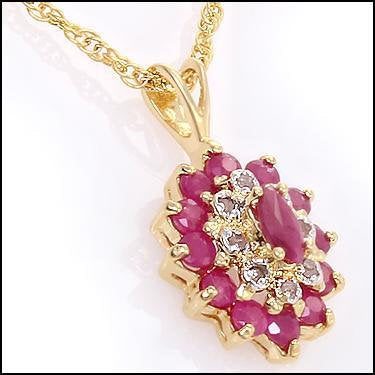 Gorgeous Womens 18K Yellow Gold Over Solid Sterling Silver 3.3 CTW Ruby 16 Inch Diamond Designer Necklace