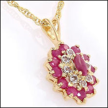 Load image into Gallery viewer, Gorgeous Womens 18K Yellow Gold Over Solid Sterling Silver 3.3 CTW Ruby 16 Inch Diamond Designer Necklace
