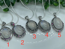 Load image into Gallery viewer, Superb 925 Sterling Silver Moonstone Gemstone Necklace Pendant Chain Gift Boxed- Clear Boho jewellery / Rainbow jewelry / Blue stone
