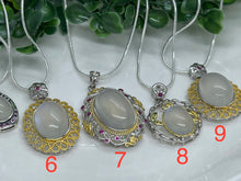 Load image into Gallery viewer, Superb 925 Sterling Silver Moonstone Gemstone Necklace Pendant Chain Gift Boxed- Clear Boho jewellery / Rainbow jewelry / Blue stone
