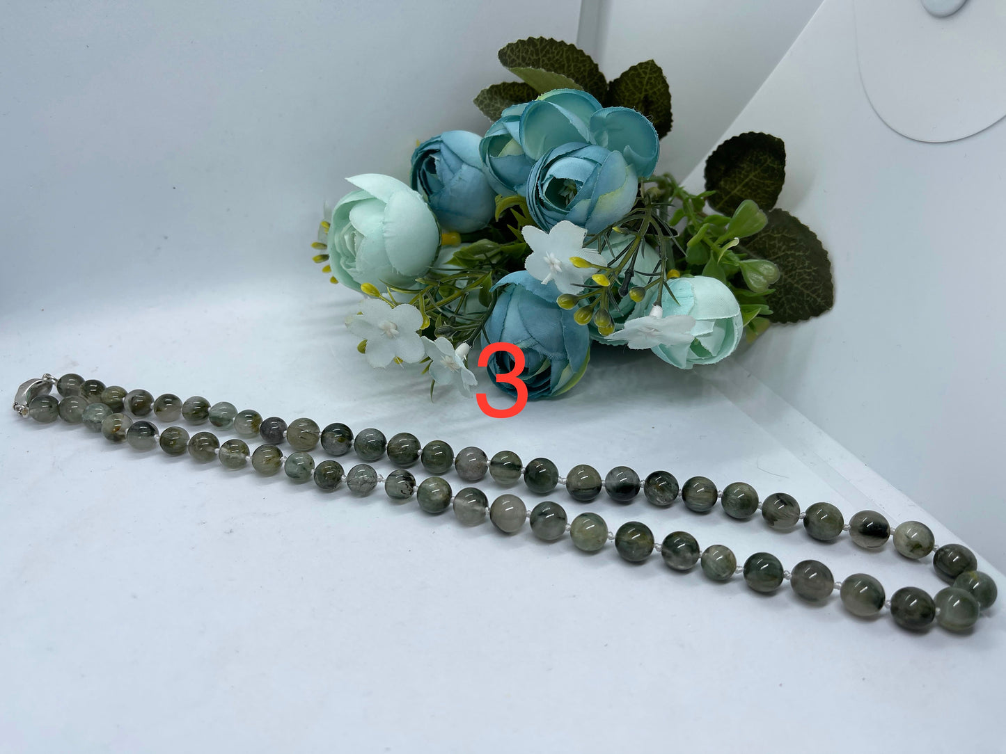 Green Phantom quartz necklace handmade 47cm long for mum sister Gift S925 Silver