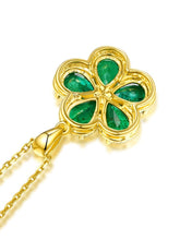 Load image into Gallery viewer, Gorgeous Womens 18K Yellow Gold Over Solid Sterling Silver Created Emerald/Diamond/Opal/Aquamarine Designer Necklace, Green/blue,birth stone
