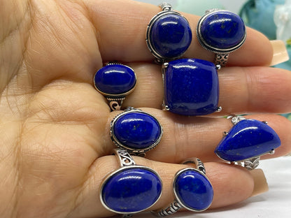 Afghan top quality genius lapis rings sterling silver adjustable handmade matching rings for whole family or couples 8 designs all unique