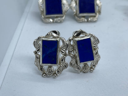 Afghan top quality genius lapis earrings sterling silver adjustable handmade matching rings 6 designs all unique