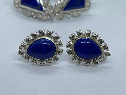 Afghan top quality genius lapis earrings sterling silver adjustable handmade matching rings 6 designs all unique