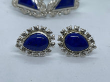 Load image into Gallery viewer, Afghan top quality genius lapis earrings sterling silver adjustable handmade matching rings 6 designs all unique
