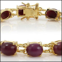 Load image into Gallery viewer, 18k Yellow Gold Over Solid sterling silver 16 ct Ruby 7.5in Designer bracelet, Gift, for men and women, natural star ruby
