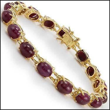 18k Yellow Gold Over Solid sterling silver 16 ct Ruby 7.5in Designer bracelet, Gift, for men and women, natural star ruby