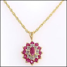 Load image into Gallery viewer, Gorgeous Womens 18K Yellow Gold Over Solid Sterling Silver 3.3 CTW Ruby 16 Inch Diamond Designer Necklace
