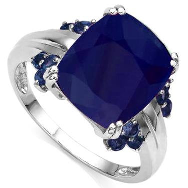 Beautiful Unisex 10K White Gold 7.08ctw Dark Sapphire Ring - Size 7, men. women,