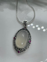 Load image into Gallery viewer, Superb 925 Sterling Silver Moonstone Gemstone Necklace Pendant Chain Gift Boxed- Clear Boho jewellery / Rainbow jewelry / Blue stone
