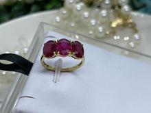 Load image into Gallery viewer, 18K Gold Plated Natural ruby with Diamond ring, Sterling silver ring,18K gold plated, Diamond, handmade, Gift, women, natural star ruby
