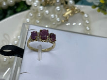 Load image into Gallery viewer, 18K Gold Plated Natural ruby with Diamond ring, Sterling silver ring,18K gold plated, Diamond, handmade, Gift, women, natural star ruby
