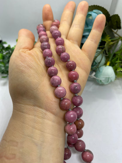 Rhodonite rose Stone necklace handmade 50cm long for mum sister Gift