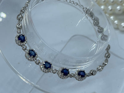 Natral Sapphire bracelet, necklace, handmade,S925, Natural Sapphire