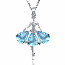 Load image into Gallery viewer, Gorgeous Womens 18K Yellow Gold Over Solid Sterling Silver Created Emerald/Diamond/Opal/Aquamarine Designer Necklace, Green/blue,birth stone
