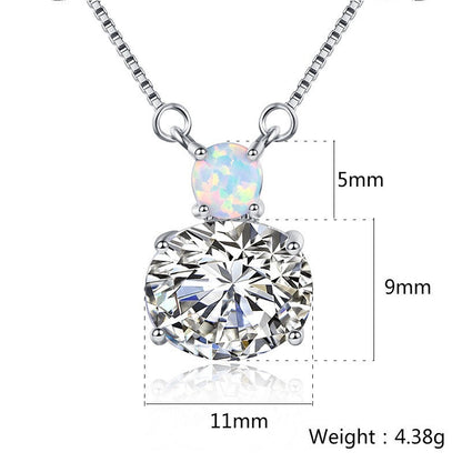 Gorgeous Womens 18K Yellow Gold Over Solid Sterling Silver Created Emerald/Diamond/Opal/Aquamarine Designer Necklace, Green/blue,birth stone