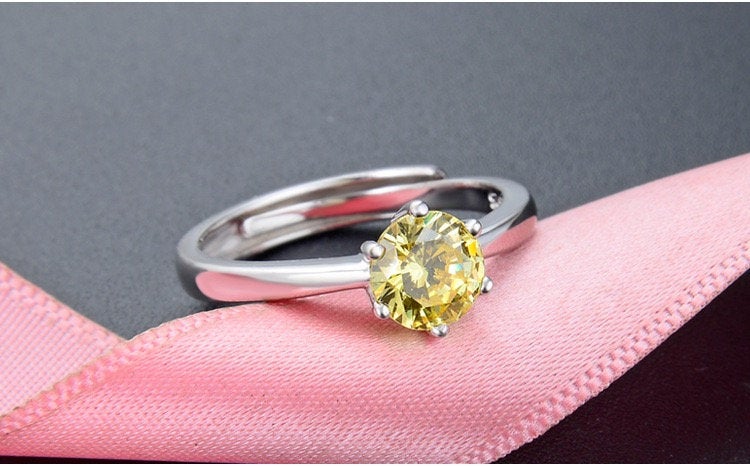 Genuine Rainbow tourmaline with zircon sterling silver rings adjustable handmade, Solitaire Ring, single circle rings, double circle rings