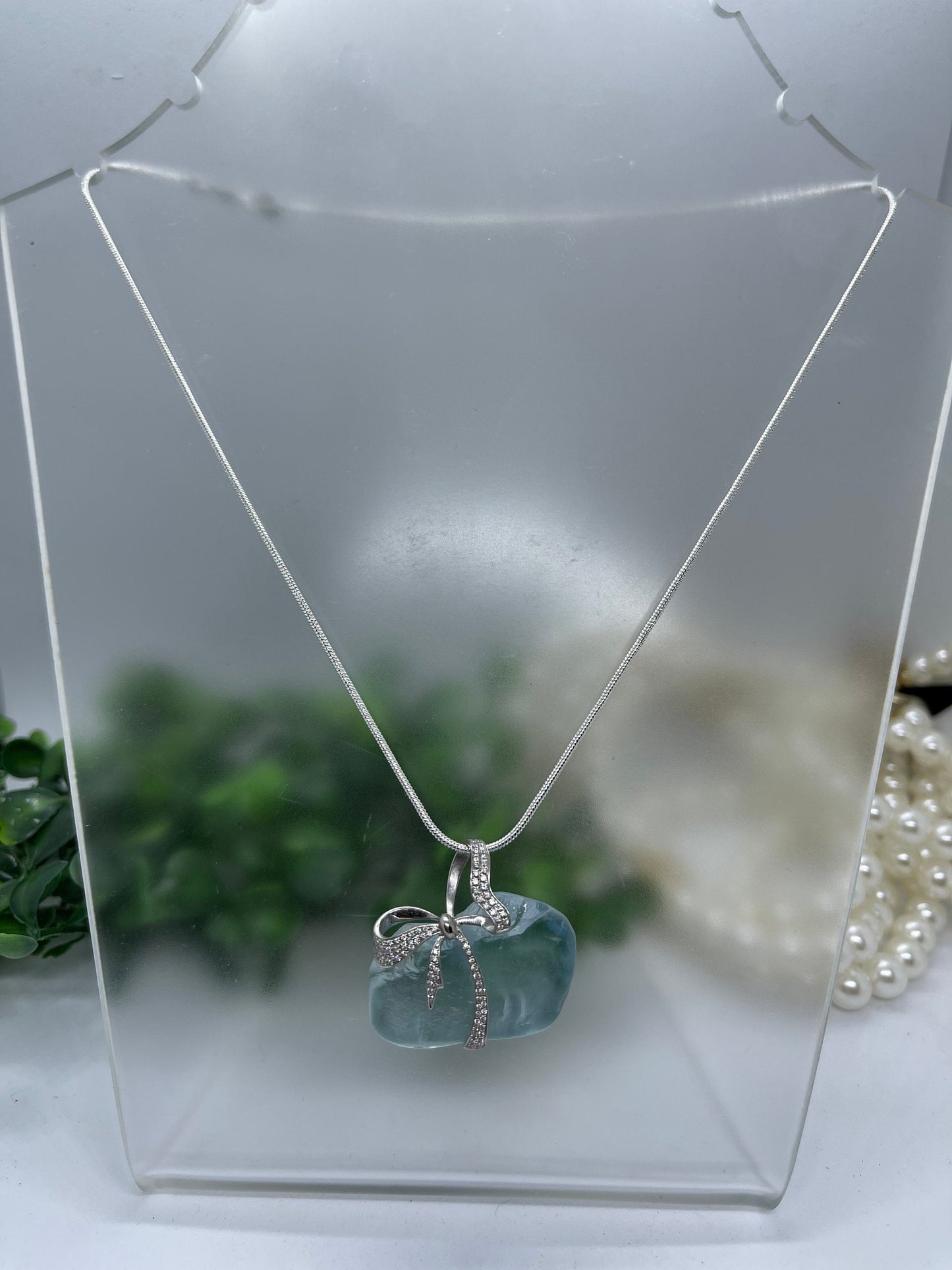 18K Gold 38ct Natural Aquamarine with Diamond Pendant, Sea Blue, Blue Stone, Customised, Handmade, For Her Gift, Birth Stone